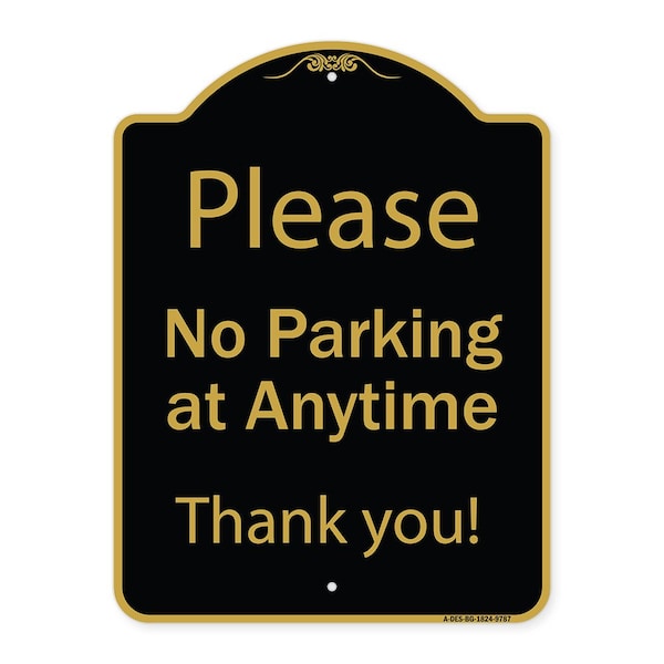 Signmission Designer Series-Please No Parking At Anytime Black & Gold, 24" x 18", BG-1824-9787 A-DES-BG-1824-9787 - main